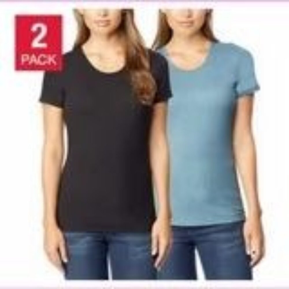 32 Degrees Cool 2-Pack Short Sleeve Tees in Black & Ht Teal - Sz L - New